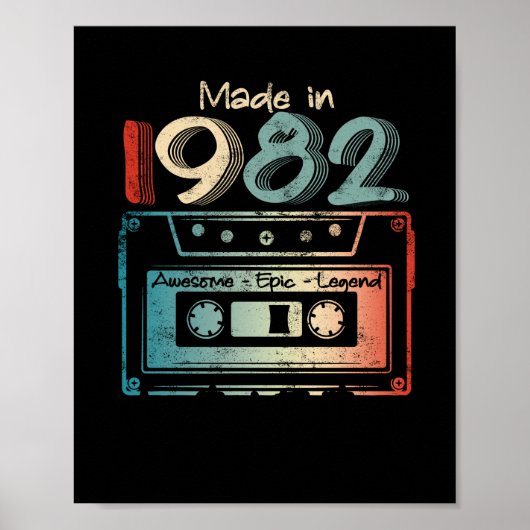 40 Birthday Gifts Year Old Made in 1982 Poster (Voorkant)