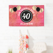40 Birthday roze glitter-ballonnen gepersonaliseer Spandoek (Insitu)