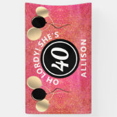 40 Birthday roze glitter-ballonnen gepersonaliseer Spandoek (Verticaal)