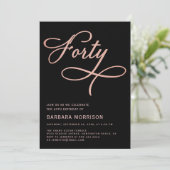 40 Black Roos Gold Script 40e verjaardag Kaart (Staand voorkant)