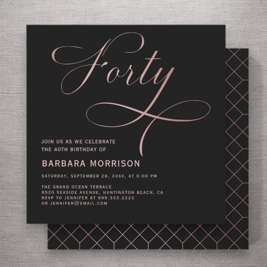 40 Black Roos Gold Script 40e verjaardag Kaart