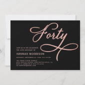 40 Black Roos Gold Script 40e verjaardag Kaart (Voorkant)