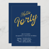 40 blauwe goudmijn Modern 40e verjaardag Kaart (Voorkant / Achterkant)