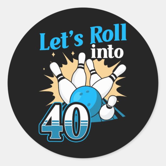 40 Bowling 40e verjaardag Ronde Sticker (Voorkant)