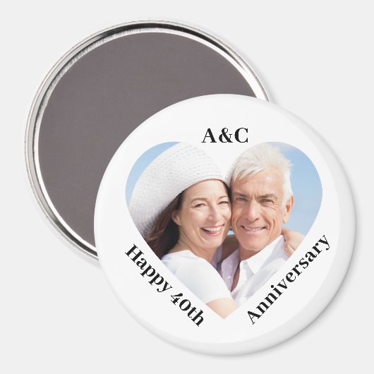 40 bruiloft Jubileum paar Keepsake hart foto Magneet (Voorkant / Achterkant)