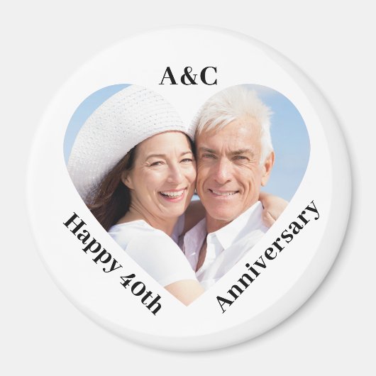 40 bruiloft Jubileum paar Keepsake hart foto Magneet (Voorkant)
