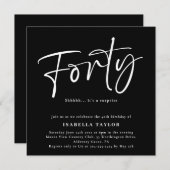 40 Chique minimale zwart wit 40e verjaardag Kaart (Voorkant / Achterkant)