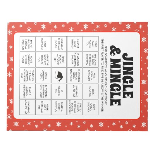 40 Christmas Jingle & Mingle Bingo Game Sheets Notitieblok (Voorkant)