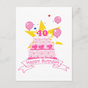 40 de Cake van de Verjaardag van éénjarigen Briefkaart