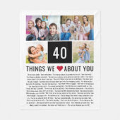 40 Dingen waar we van houden | 40e verjaardag Fleece Deken (Voorkant)