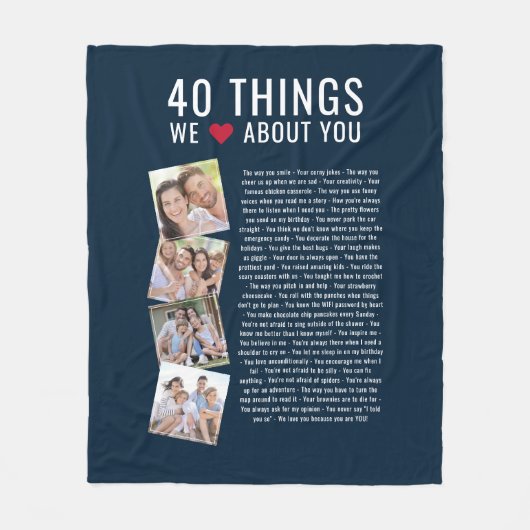 40 Dingen waar we van houden | 40e verjaardag Fleece Deken (Voorkant)