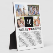 40 Dingen waar we van houden | 40e verjaardag Fotoplaat (Zijkant)