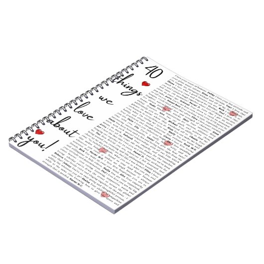 40 dingen waar we van houden. notitieboek (Linkerzijde)