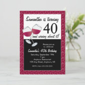 40 draaien en winnen, Birthday-partij rode wijn Kaart (Staand voorkant)