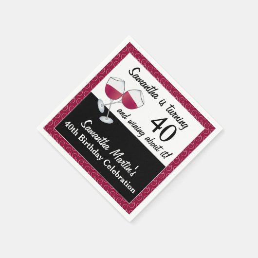 40 draaien en winnen, Birthday-partij rode wijn Servet (Hoek)