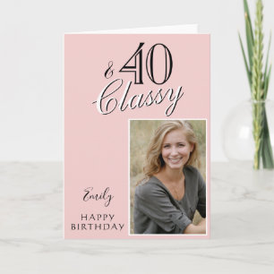 40 en Classy Blush Pink 40th Birthday Foto Kaart