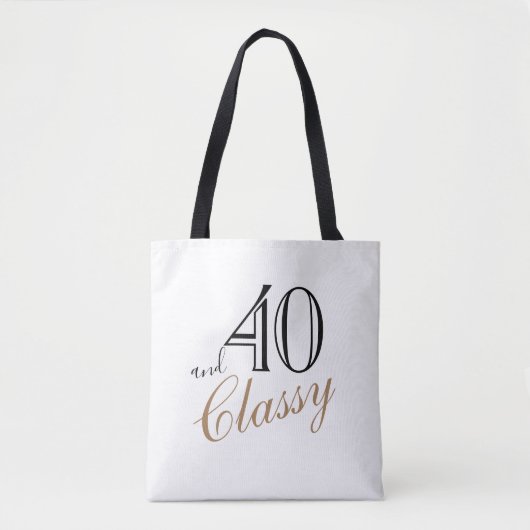 40 en Classy Elegant Black Golden Script Birthday Tote Bag (Voorkant)