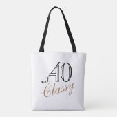 40 en Classy Elegant Black Golden Script Birthday Tote Bag (Achterkant)