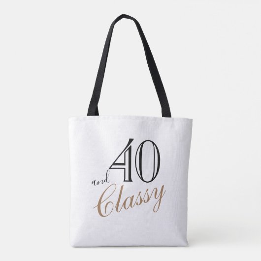 40 en Classy Elegant Black Golden Script Birthday Tote Bag (Achterkant)