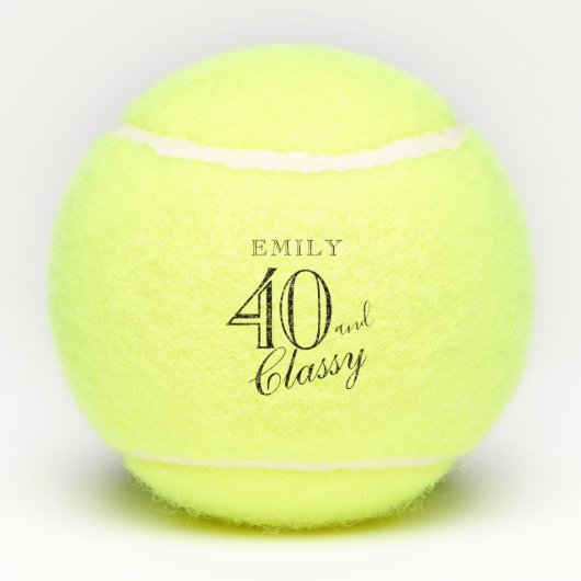 40 en Classy Elegant Script Naam 40e Verjaardag Tennisballen (Achterkant)