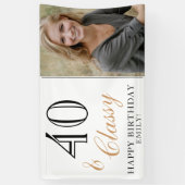 40 en Classy Elegant Wit 40e Verjaardag Foto Spandoek (Verticaal)