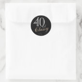40 en Classy Modern Elegant Black Birthday Ronde Sticker (Tas)