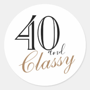 40 en Classy Moderne Elegante Vrouw Verjaardag Ronde Sticker