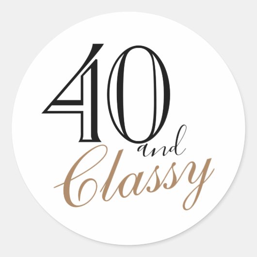 40 en Classy Moderne Elegante Vrouw Verjaardag Ronde Sticker (Voorkant)