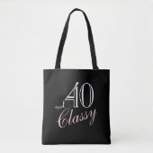 40 en Classy Zwart Elegant Script Verjaardag Tote Bag (Voorkant)