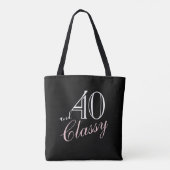 40 en Classy Zwart Elegant Script Verjaardag Tote Bag (Achterkant)