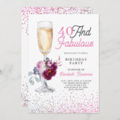 40 en de Fabulous Birthday Party Kaart (Voorkant / Achterkant)