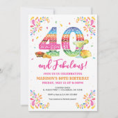 40 en de uitnodiging van Fabulous Birthday Fiesta (Voorkant)