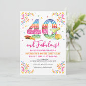 40 en de uitnodiging van Fabulous Birthday Fiesta (Staand voorkant)