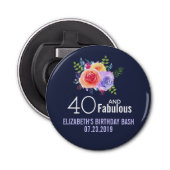 40 en een verbazingwekkende tekst - Waterverf Flor Button Flesopener (Voorkant)