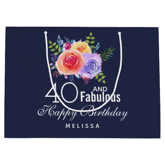 40 en een verbazingwekkende tekst - Waterverf Flor Groot Cadeauzakje (Voorkant)