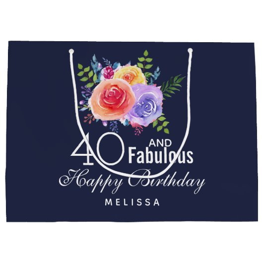 40 en een verbazingwekkende tekst - Waterverf Flor Groot Cadeauzakje (Achterkant)