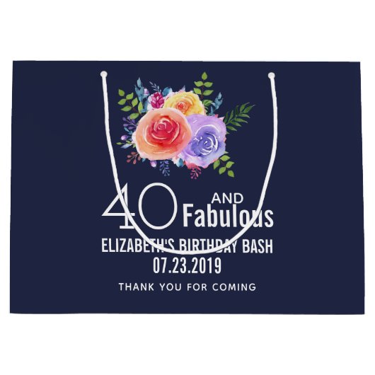 40 en een verbazingwekkende tekst - Waterverf Flor Groot Cadeauzakje (Voorkant)