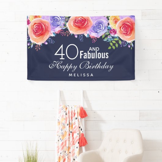 40 en een verbazingwekkende tekst - Waterverf Flor Spandoek (Insitu)