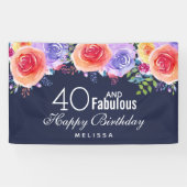 40 en een verbazingwekkende tekst - Waterverf Flor Spandoek (Horizontaal)