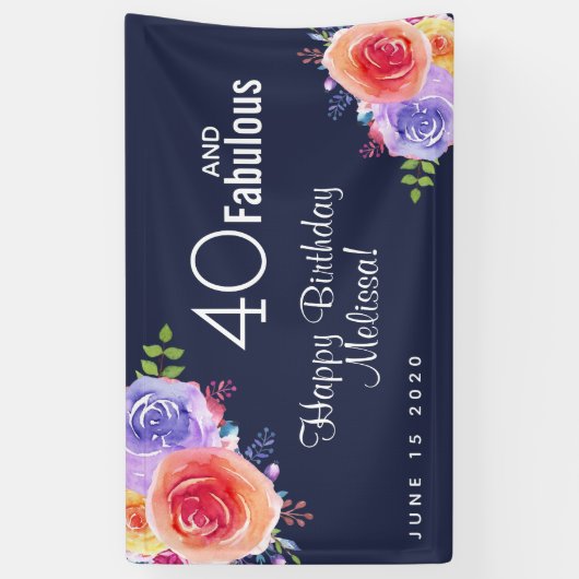 40 en een verbazingwekkende tekst - Waterverf Flor Spandoek (Verticaal)