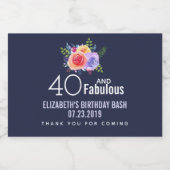 40 en een verbazingwekkende tekst - Waterverf Flor Sparkling Wijnetiket (Enkel label)