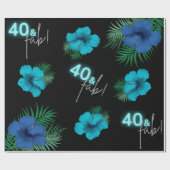 40 en Fab. Tropische verjaardag van Neon Blue Silv Cadeaupapier (Vlak)