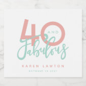 40 en fabelachtig roze likeurfles etiket (Enkel label)