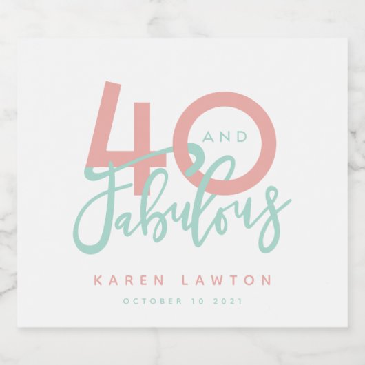 40 en fabelachtig roze likeurfles etiket (Enkel label)