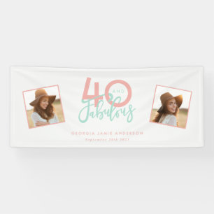 40 en fabelroze en mint girly verjaardagsbanne spandoek