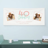 40 en fabelroze en munten girale verjaardagsbanne spandoek (Beurs)