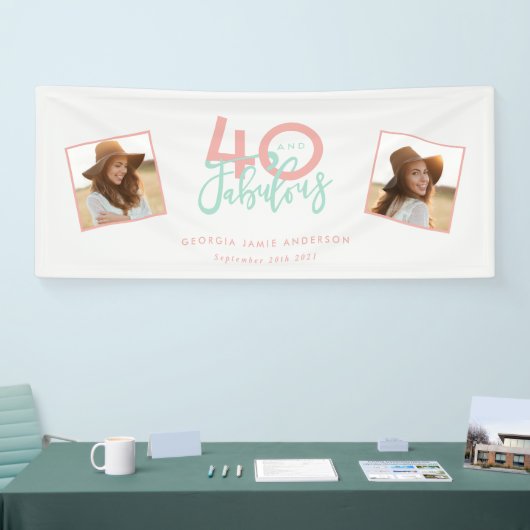 40 en fabelroze en munten girale verjaardagsbanne spandoek (Beurs)