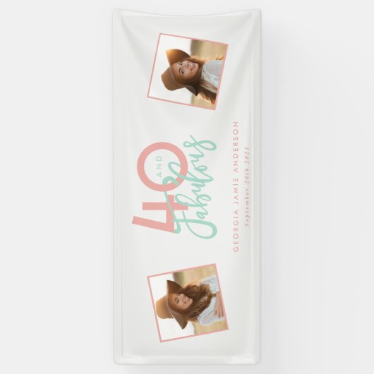 40 en fabelroze en munten girale verjaardagsbanne spandoek (Verticaal)