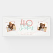 40 en fabelroze en munten girale verjaardagsbanne spandoek (Horizontaal)