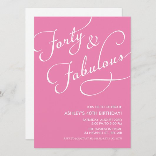 40 en Fabuleuze uitnodigingen (Voorkant / Achterkant)